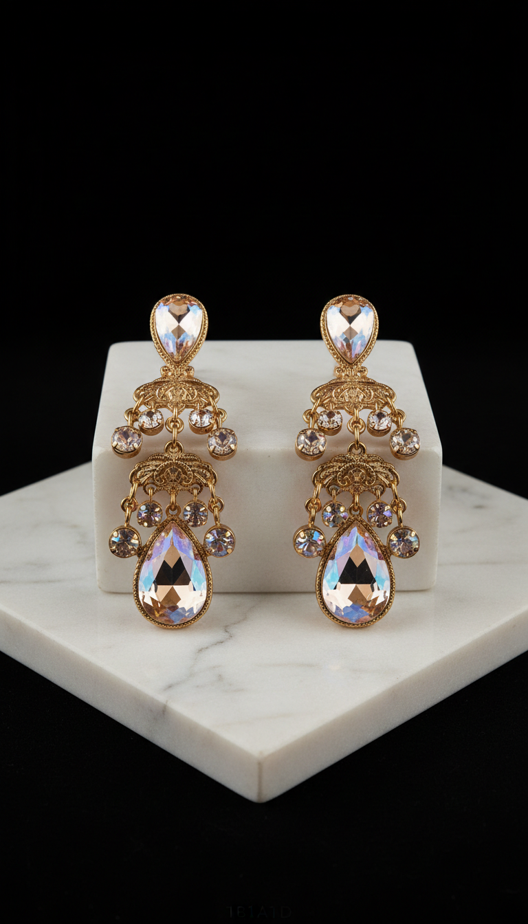 Gilded Aurora Swarovski Chandelier Earrings